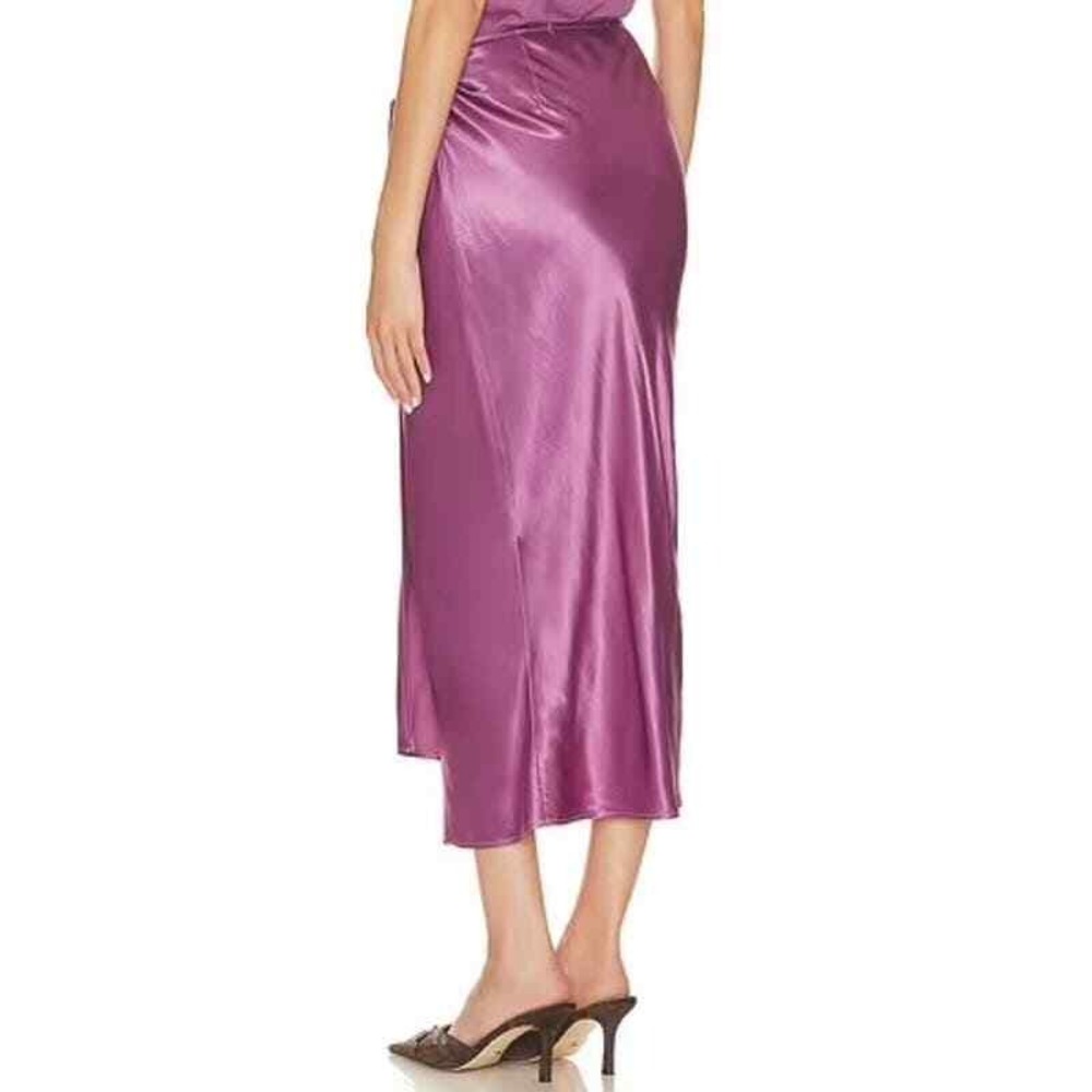 ENZA COSTA Hammered Satin Wrap Slip Skirt Women Medium Saffron Lightweight Midi - Picture 2 of 16